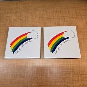 LOOK FOR THE RAINBOW San‎ Ho Taiwan Footed Coasters Spoon Rest Trivet Hot Plate